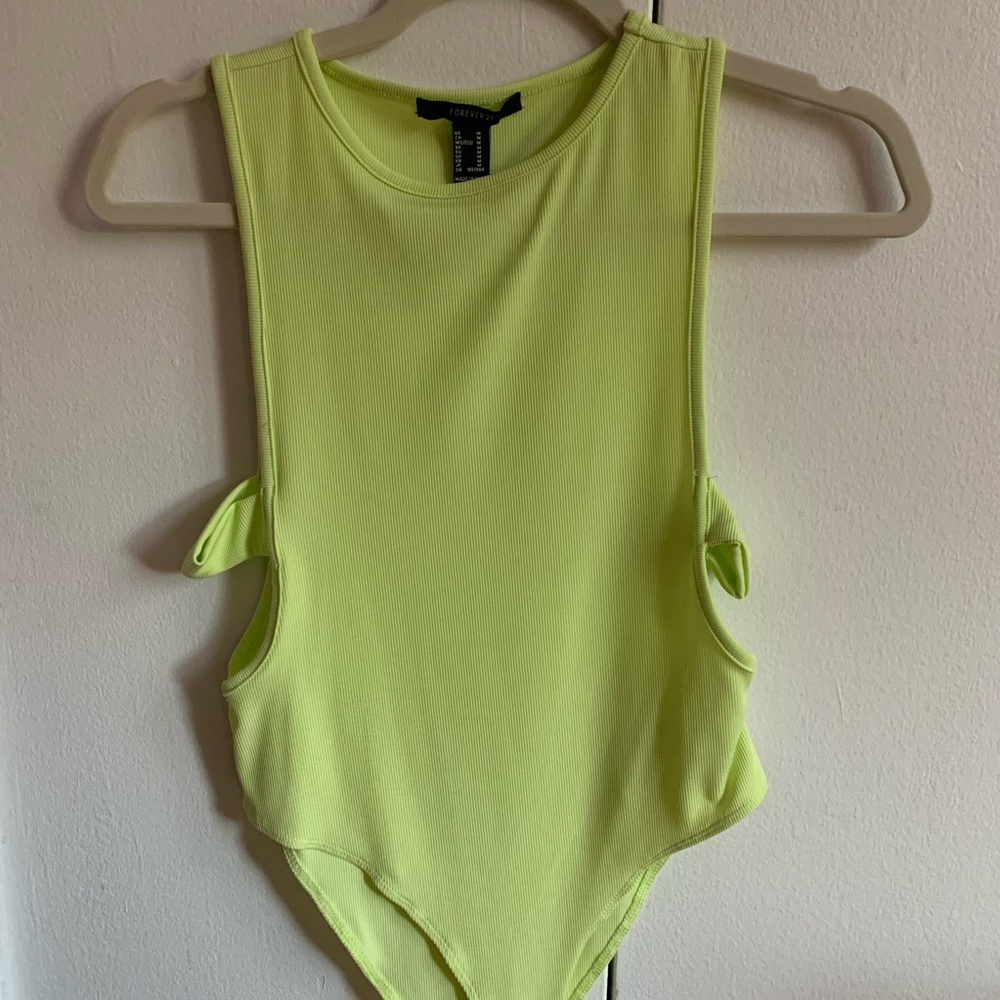 Forever 21 neon green cut out bodysuit